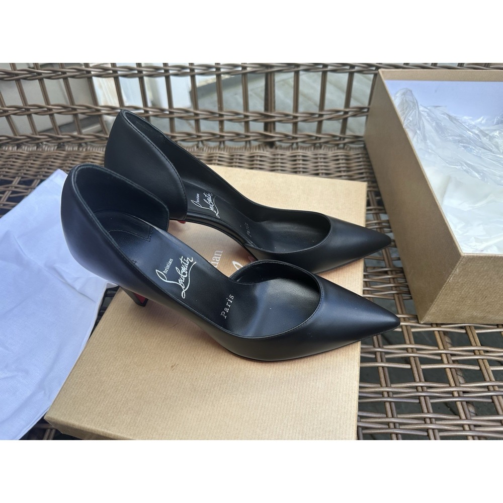 CHRISTIAN LOUBOUTIN Iriza Black D'Orsay Pointy Toe Pumps 36 💕 - Picture 1 of 7